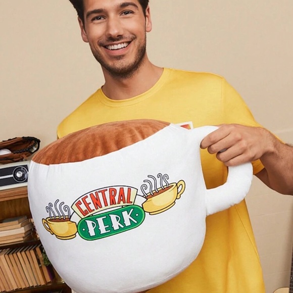 FRIENDS X Letter Print Coffee Cup Shaped Throw Pillow,Gifts - Picture 4 of 4